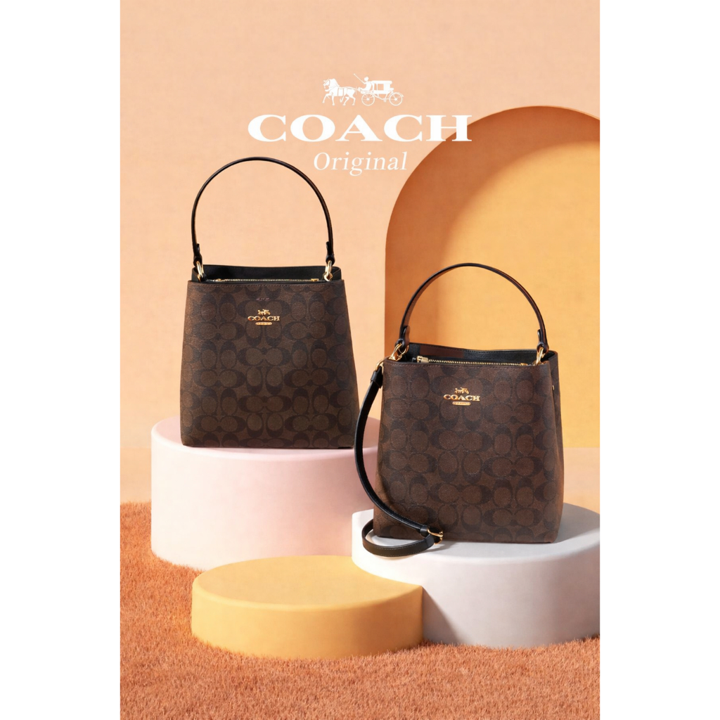 TAS COACH  MOLLIE BUCKET BAG MEDIUM -Coach Town Bucket Bag in Signature Canvas original store