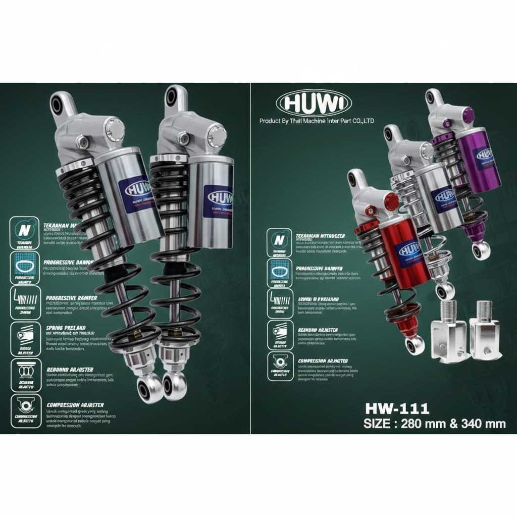 Shockbreaker Huwi Model Copy VND Shock Double Tabung Atas Uk 280 320 340 Universal Nmax Pcx Aerox Le