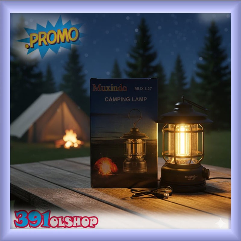 Lampu Camping Muxindo MUX-L27 Lentera LED Lampu Emergency Petromax Klasik Rechargeable