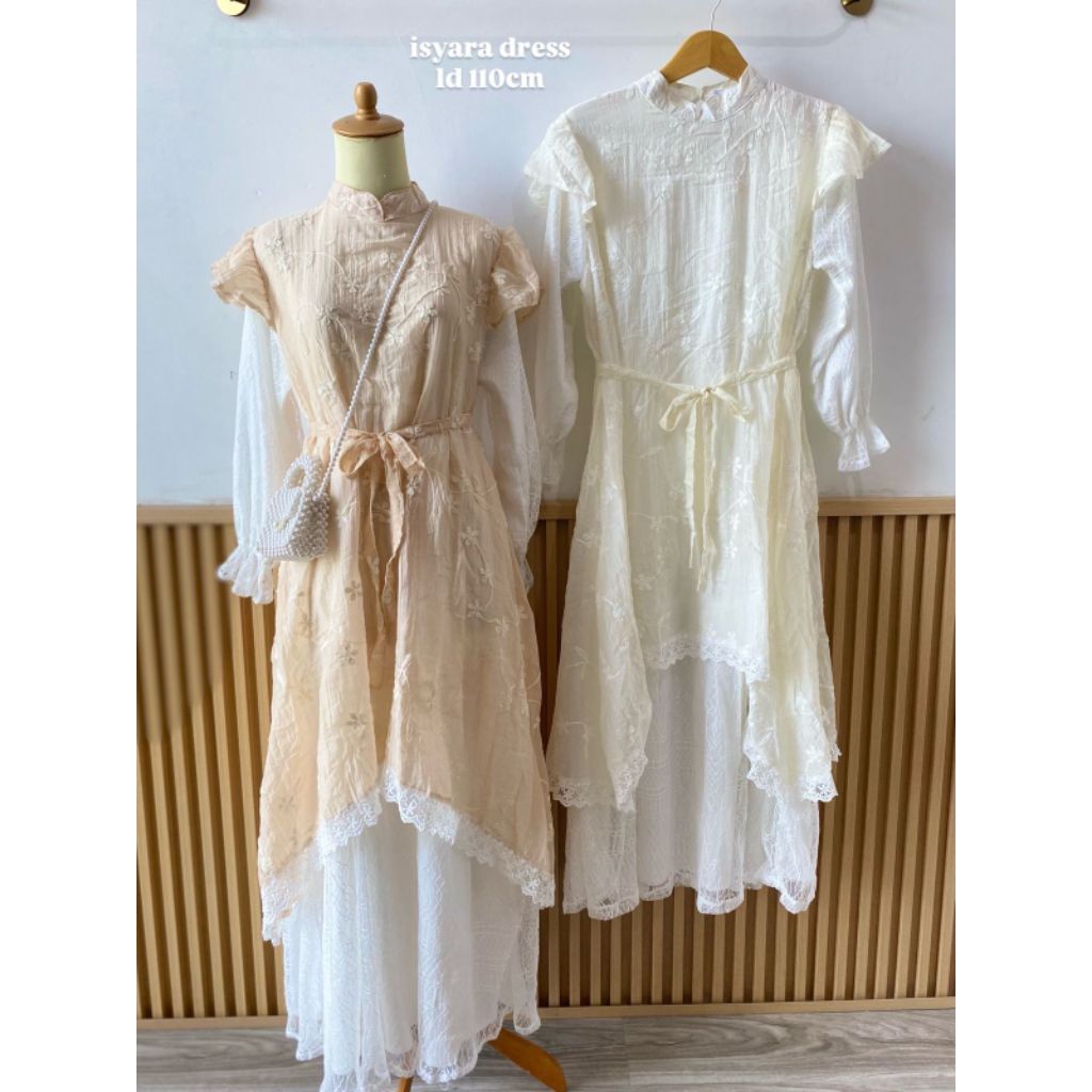 Isyara dress|Gamis renda dan tali pinggang| Budayakan Baca Deskripsi
