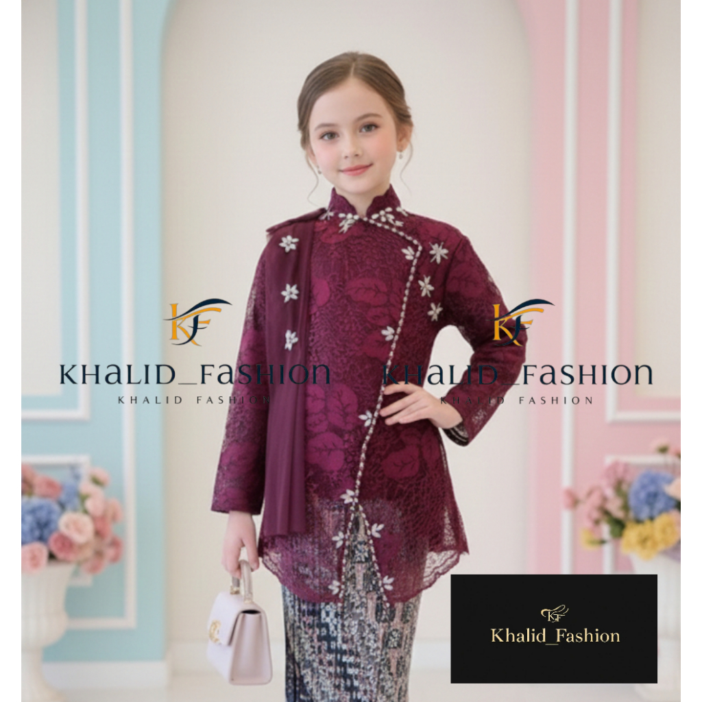 Kebaya Anak Selendang - Baju Kebaya Anak Perempuan 4 5 6 7 8 9 10 11 12 Tahun - Set Kebaya Anak Lucu