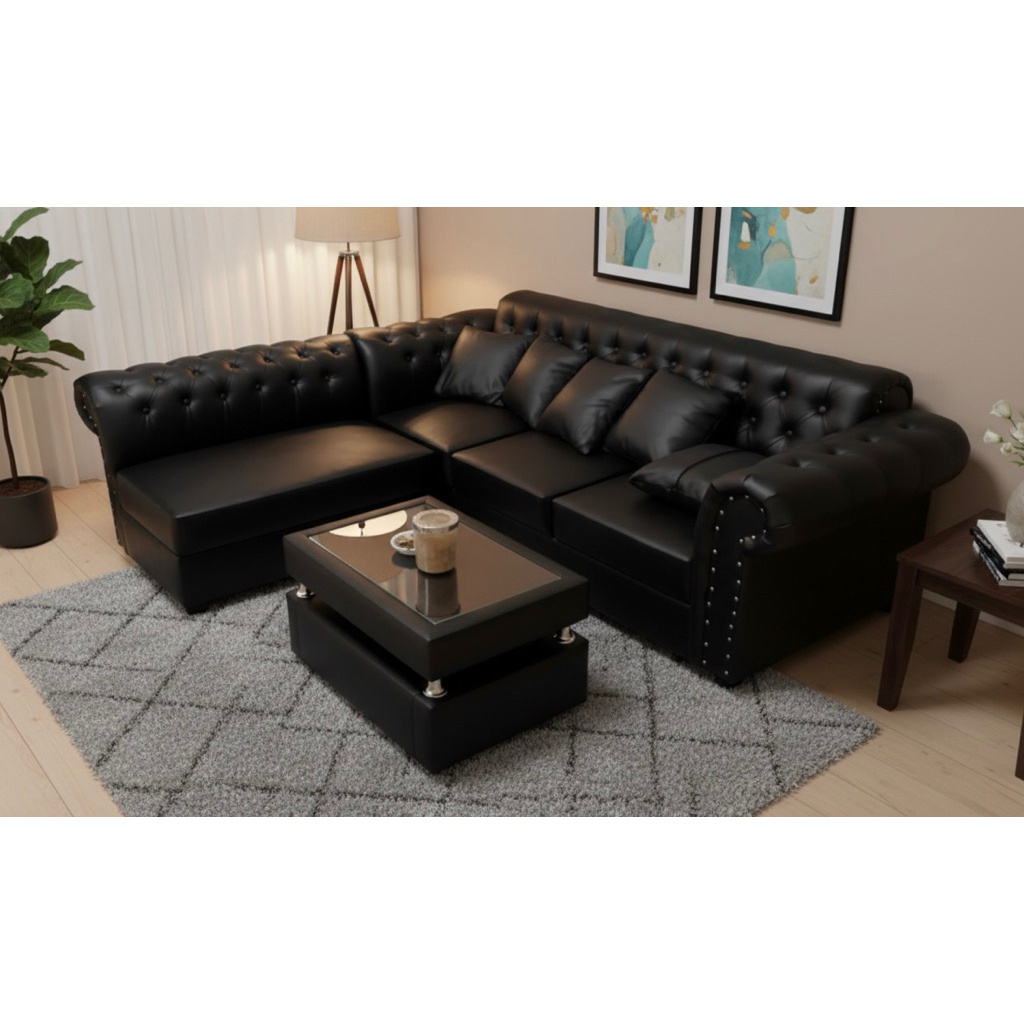Gratis ongkir bandung sofa minimalis / sofa L kancing oscar bisa request warna