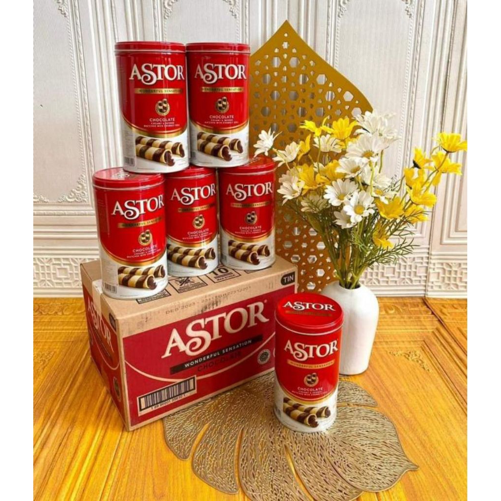 #MAYORA Astor Chocolate Wafer Stick Kaleng 330gr, Astor Double Coklat