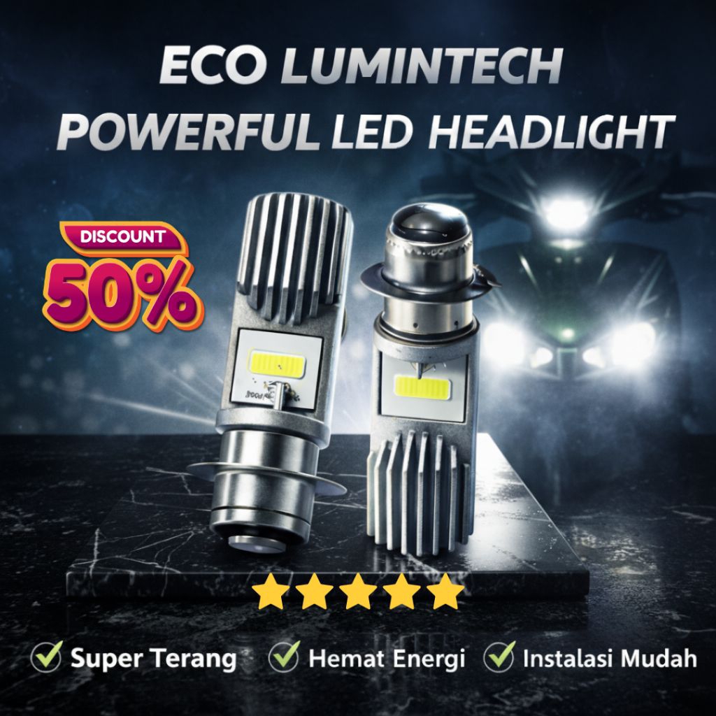 Lampu Utama Motor LED Soket H6 Sorotan Jauh & Fokus - ECO LUMINTECH