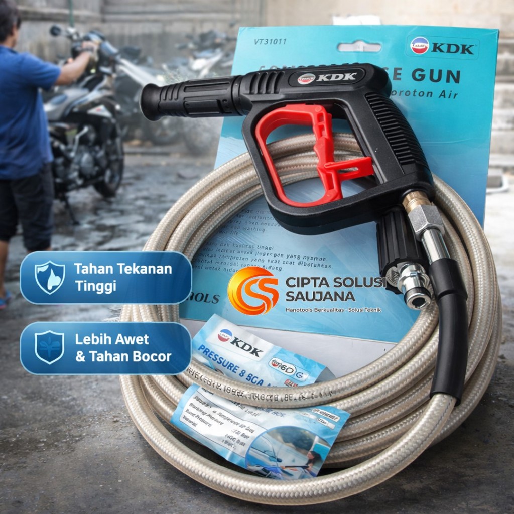 PAKET STIK GUN SEMPROTAN AIR DAN SELANG JET CLEANER HEAVY DUTY 5M KDK WATER SPRAYER HIGH PRESSURE CU