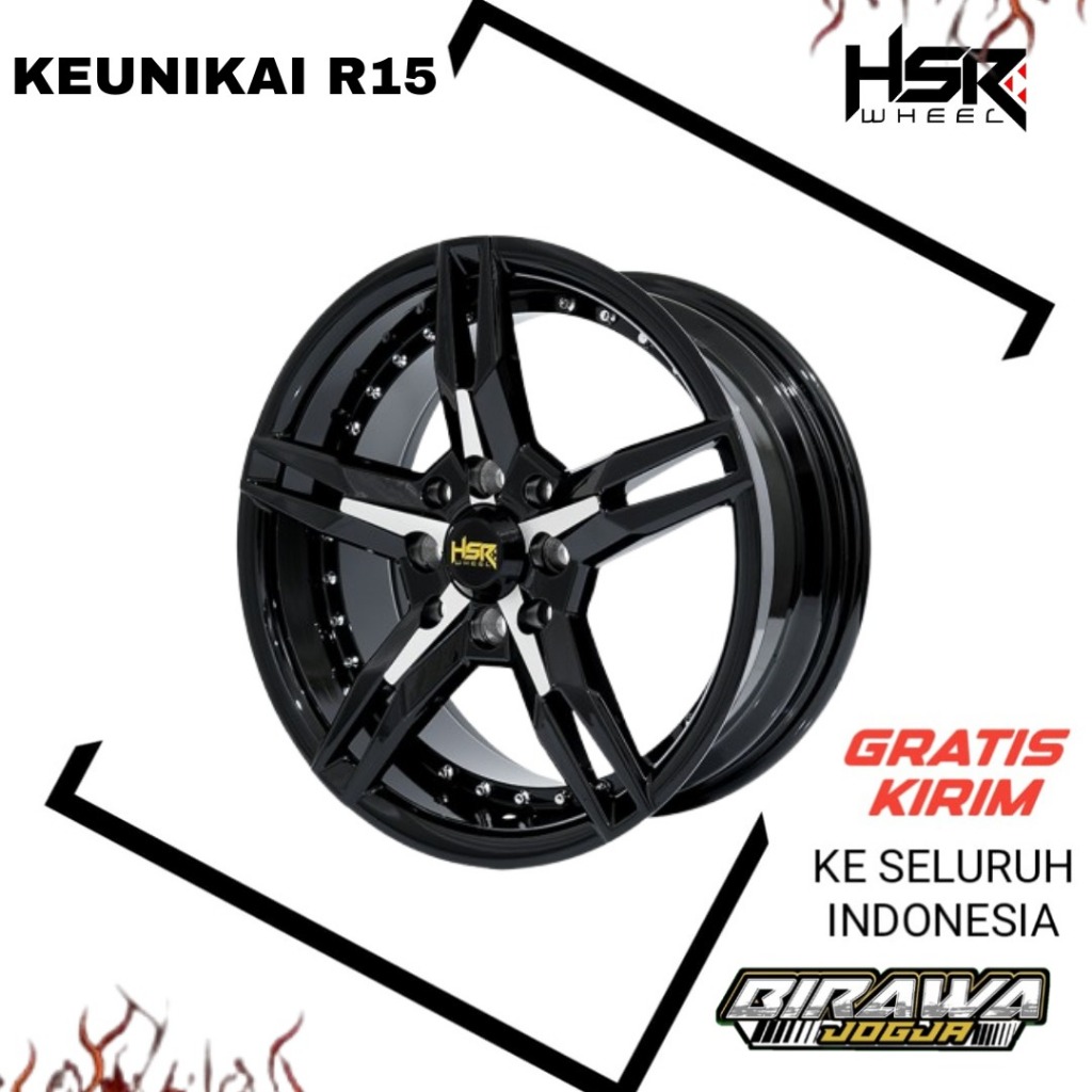 Velg Racing HSR R15 Brio Agya Xenia Calya MODEL BINTANG PELEK HSR KEUNIKAI R15