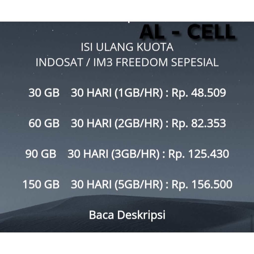 Isi Ulang Paket IM3 Unlimited 30 GB - 150 GB