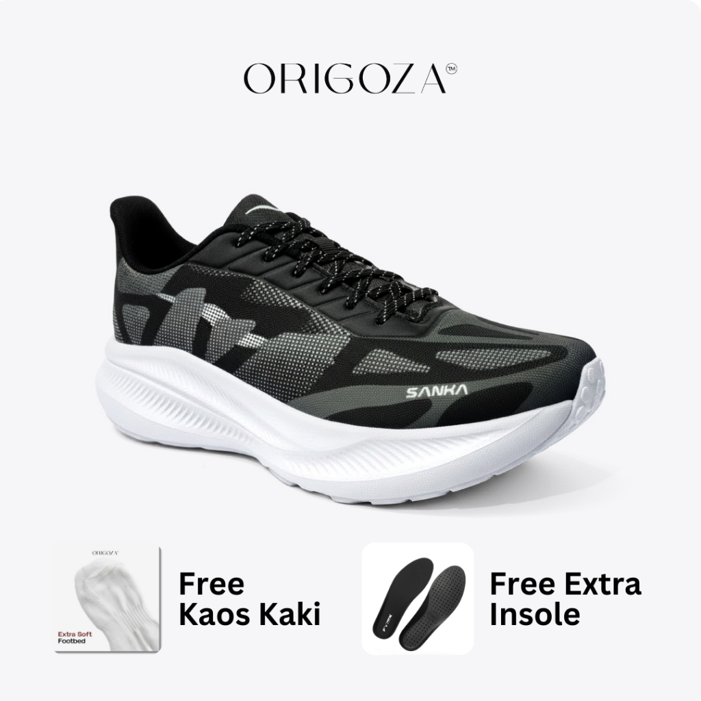 Origoza X Fynix Sepatu Lari Pria - Running Shoes Warna Hitam Size 39 - 43- Original Sepatu Lari