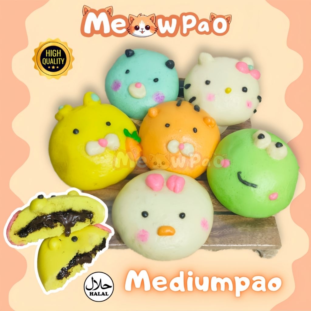 Bakpao Karakter Meowpao, Bakpao Frozen Halal, Camilan Frozen Food