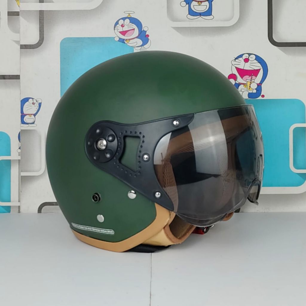 helm bogo hijab kaca pilot hitam army