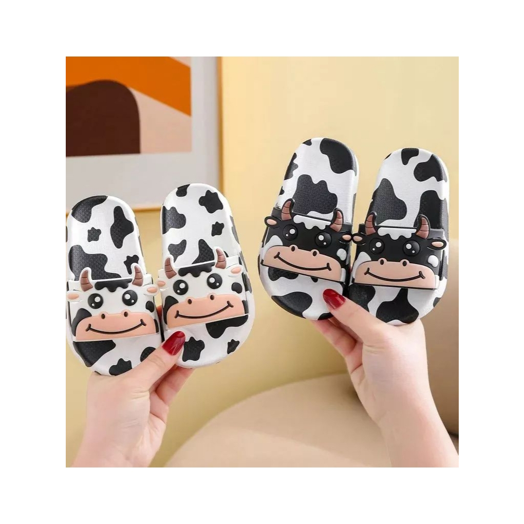 Sandal slop anak perempuan motif sapi lucu
