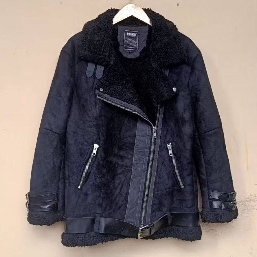 Jacket fluke ramones biker suede winter sherpa vintage rare black