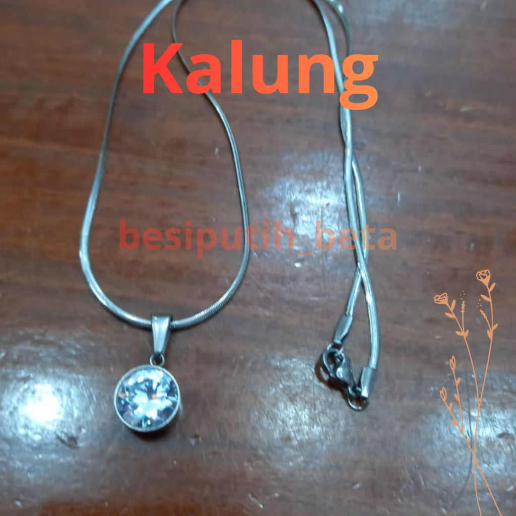 kalung liontin besi putih ambon / besi putih asli