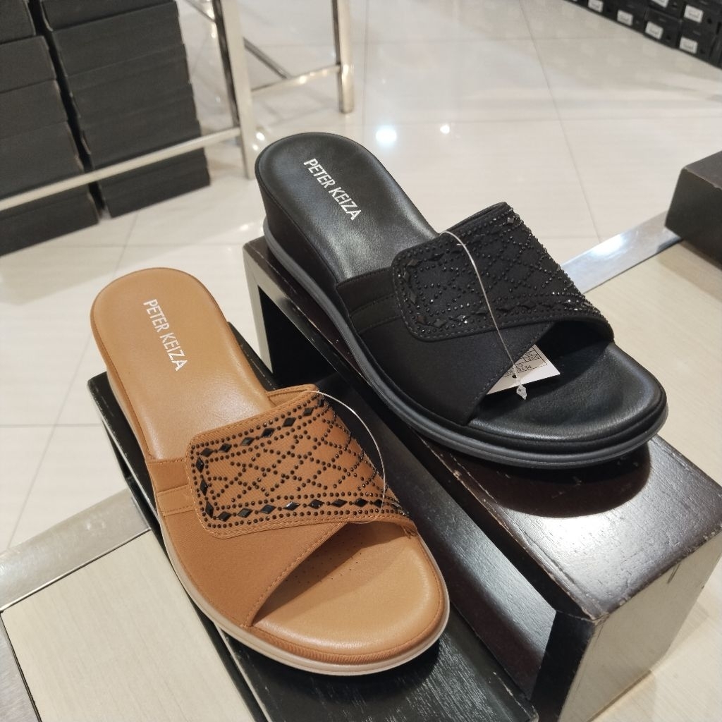 PETER KEIZA sandal wanita wedges 6cm mewah empuk