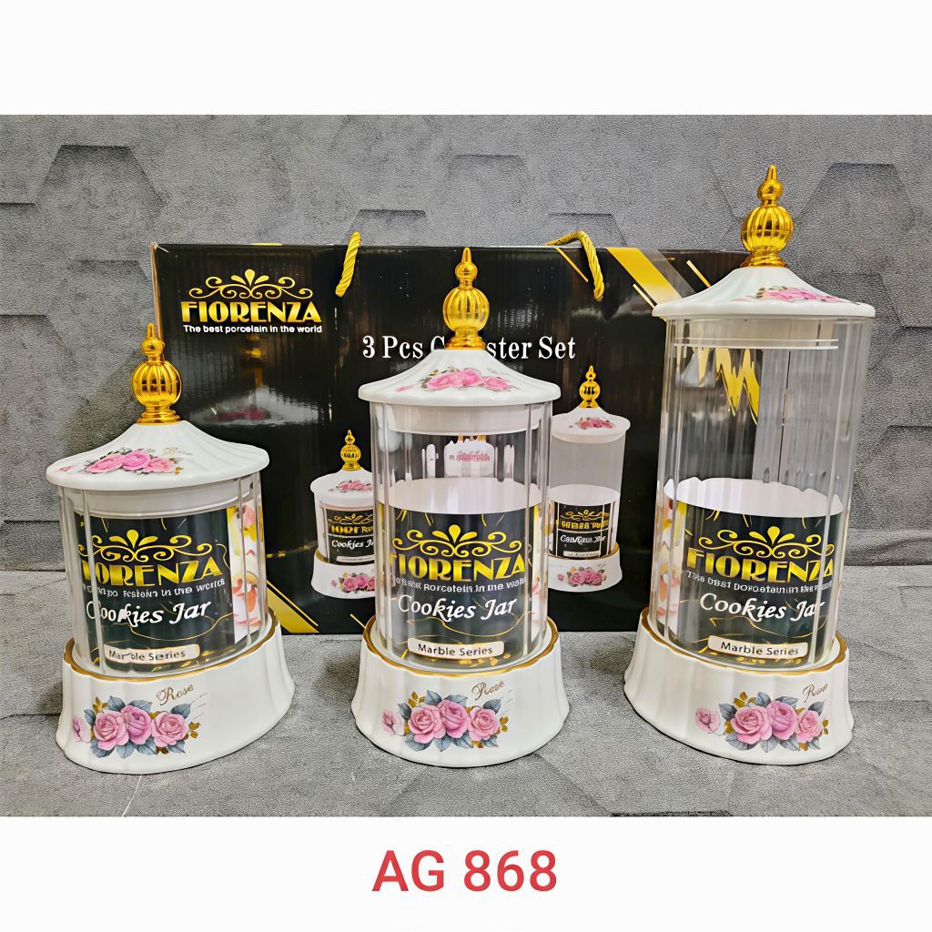 (NEW PRODUK) TOPLES KACA KERAMIK MARBLE SET 3 PCS FIORENZA 868
