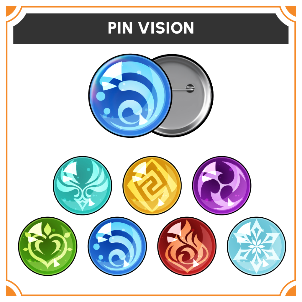 LOCKERROOM PIN - Genshin Impact Vision - Full Metal Pin Badge Rainbow Hologram, 5,8 mm