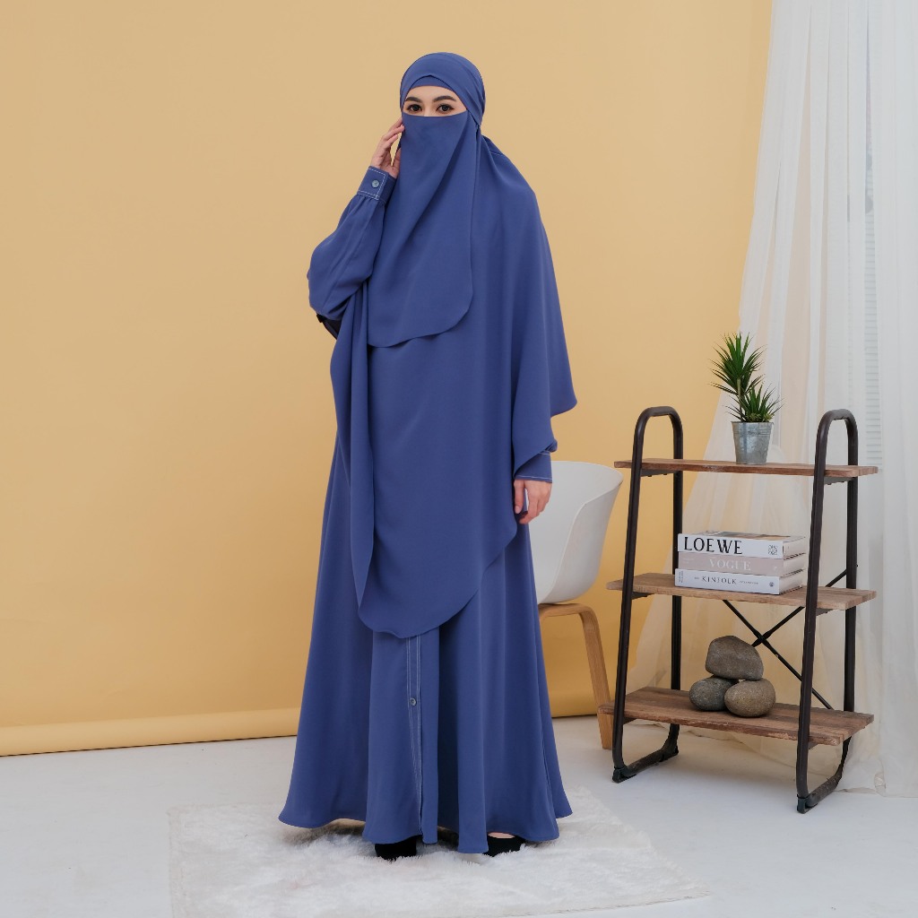 Ummusalsa | Set gamis abaya | Gamis | abaya Dress | Khimar | Muslim | Simple | Tangan | Wanita | Bas