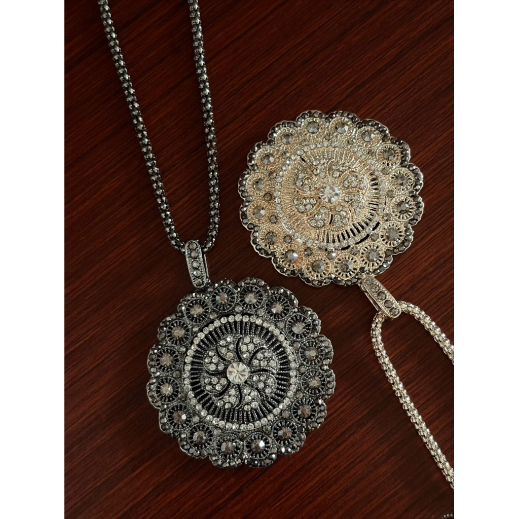 Kalung Mandala Crystal Etnik Bohemian Panjang - Aksesoris Fashion Korea Vintage Glamour