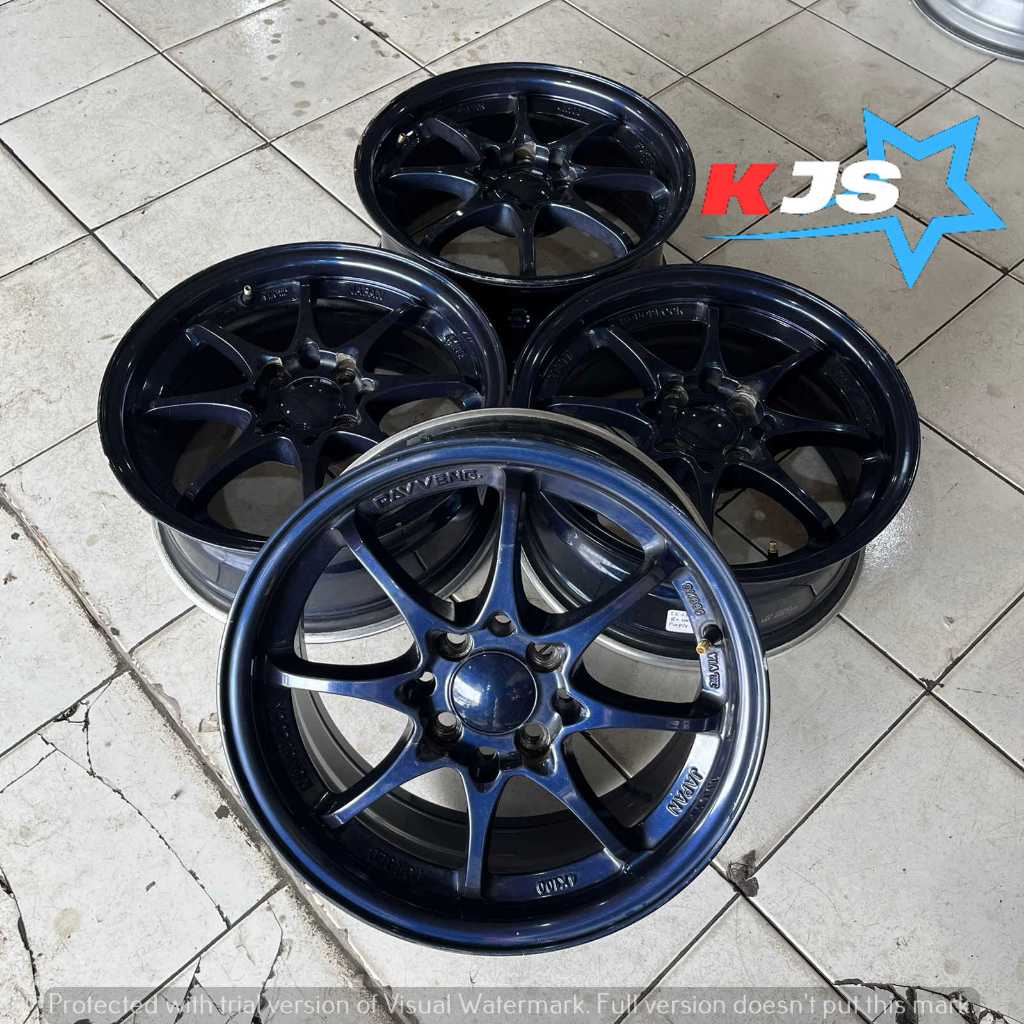 Volk Rays CE28 Velg Racing 4Pcs Ring 15 PCD 4x100-4x114.3 Blue Buat Agya Ayla Kijang Avanza Livina J
