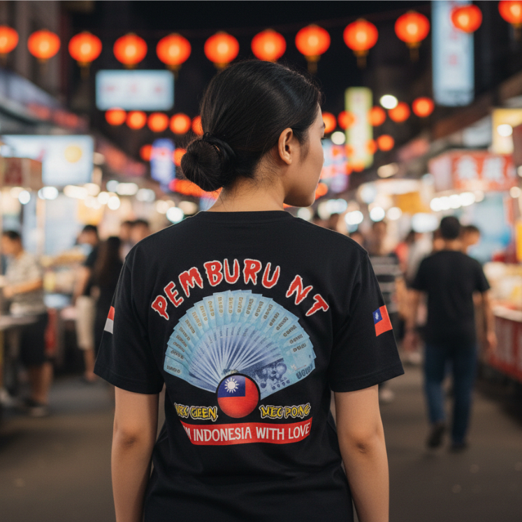 Kaos Distro Pria Wanita Rantau Taiwan | Cotton Combed 24s Hitam