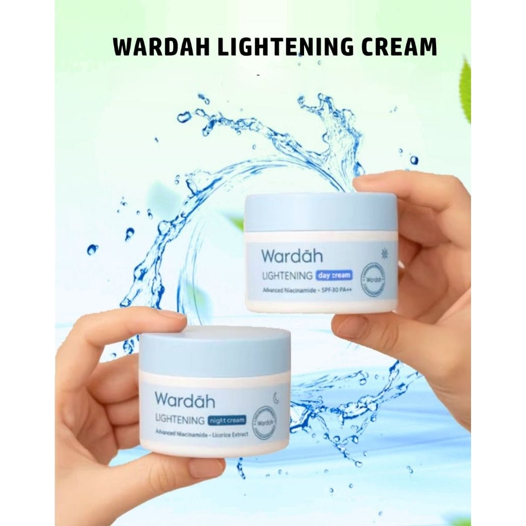 WARDAH LIGHTENING CREAM 10gr, paket krim pencerah wajah siang dan malam
