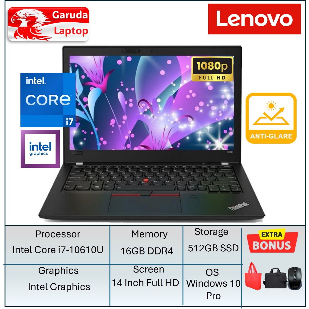 Laptop Kerja Lenovo Thinkpad T14 Intel I7 10610U Ram 16GB 1TB 14 Inch Win10pro