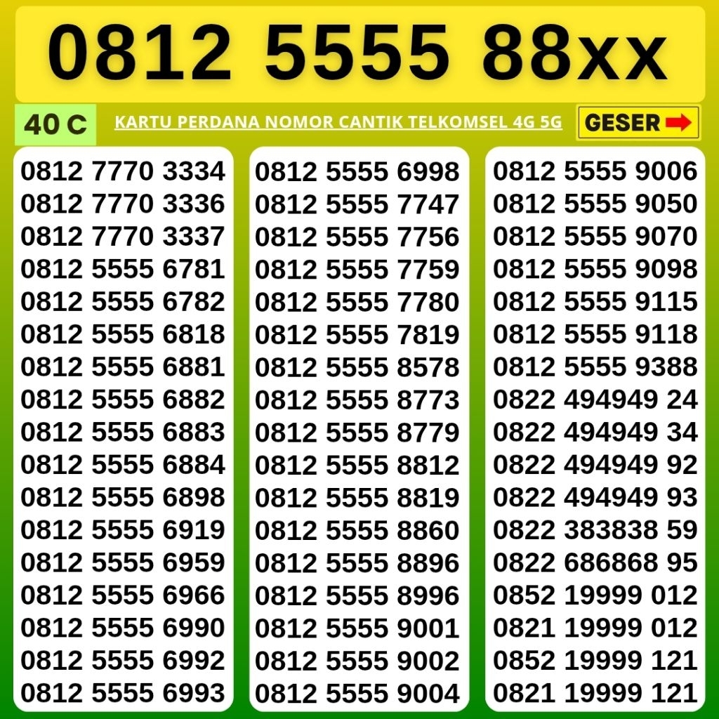 Nomor Cantik Simpati Telkomsel 4G 5G Kartu Perdana Telkomsel Simpati Nocan Simpati Nomer Cantik Telk