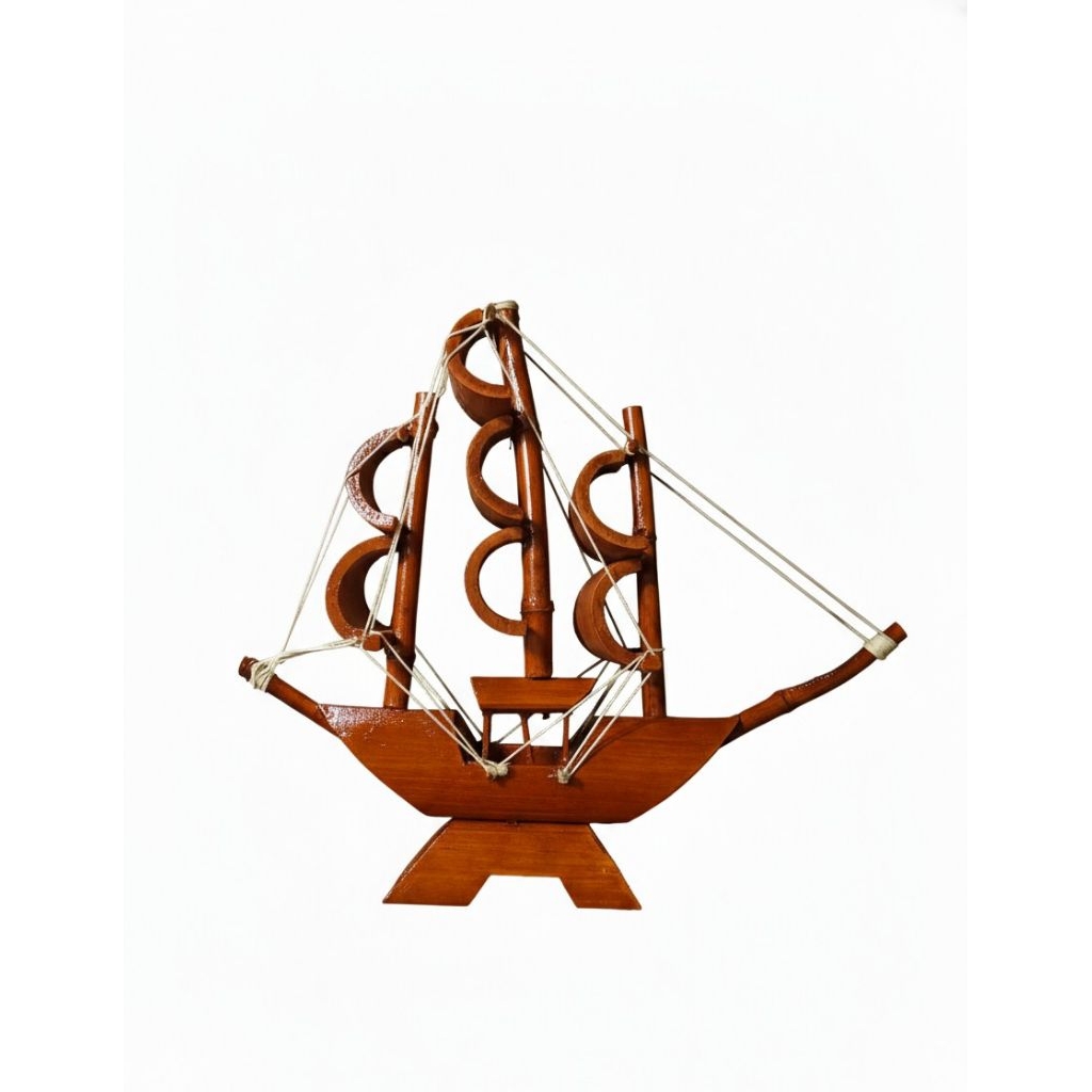 Kerajinan Tangan Miniatur Kapal Bambu | Pajangan Meja Kantor | Dekorasi Rumah Klasik