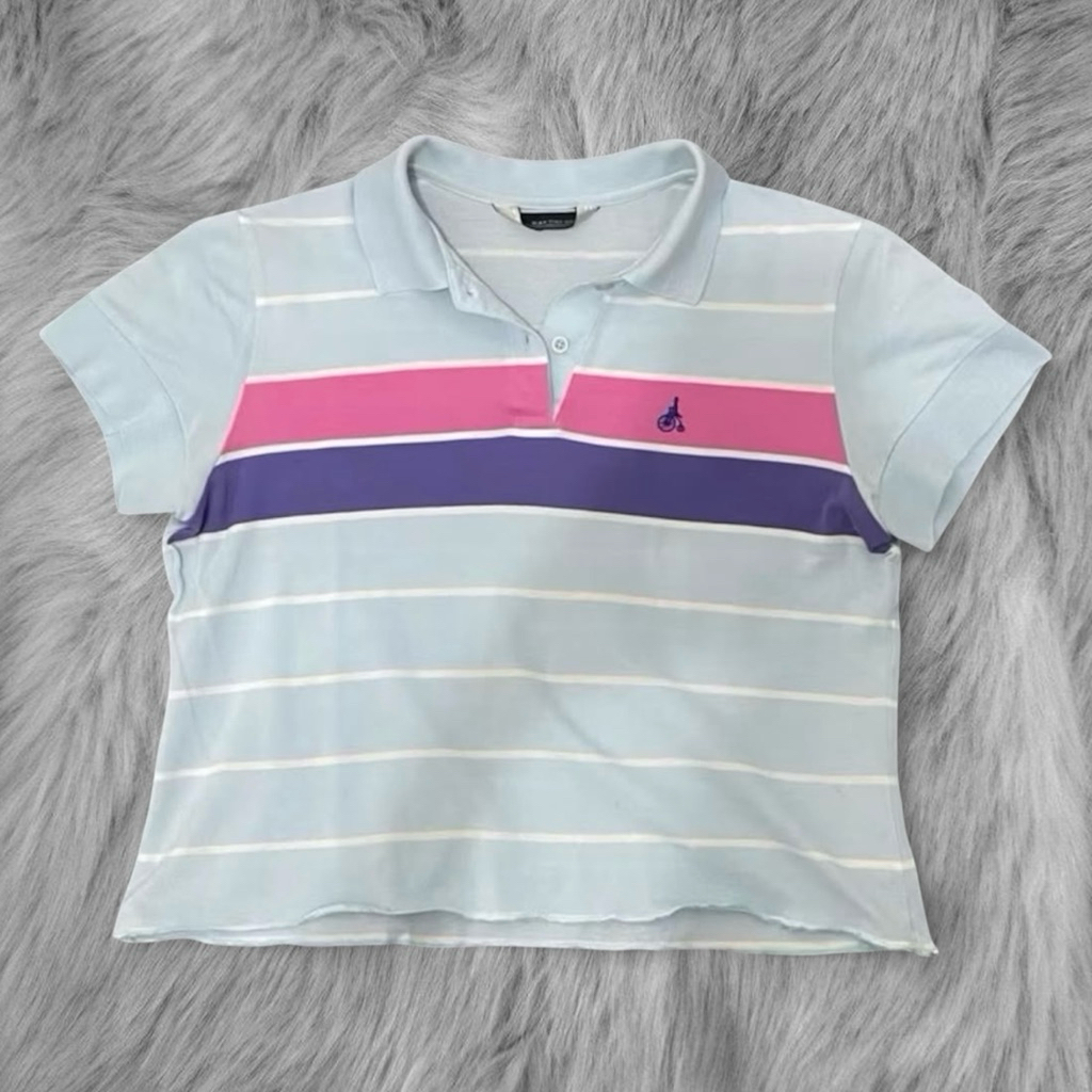 Bean Pole Golf Polo Wanita Stripe Pastel (Preloved)