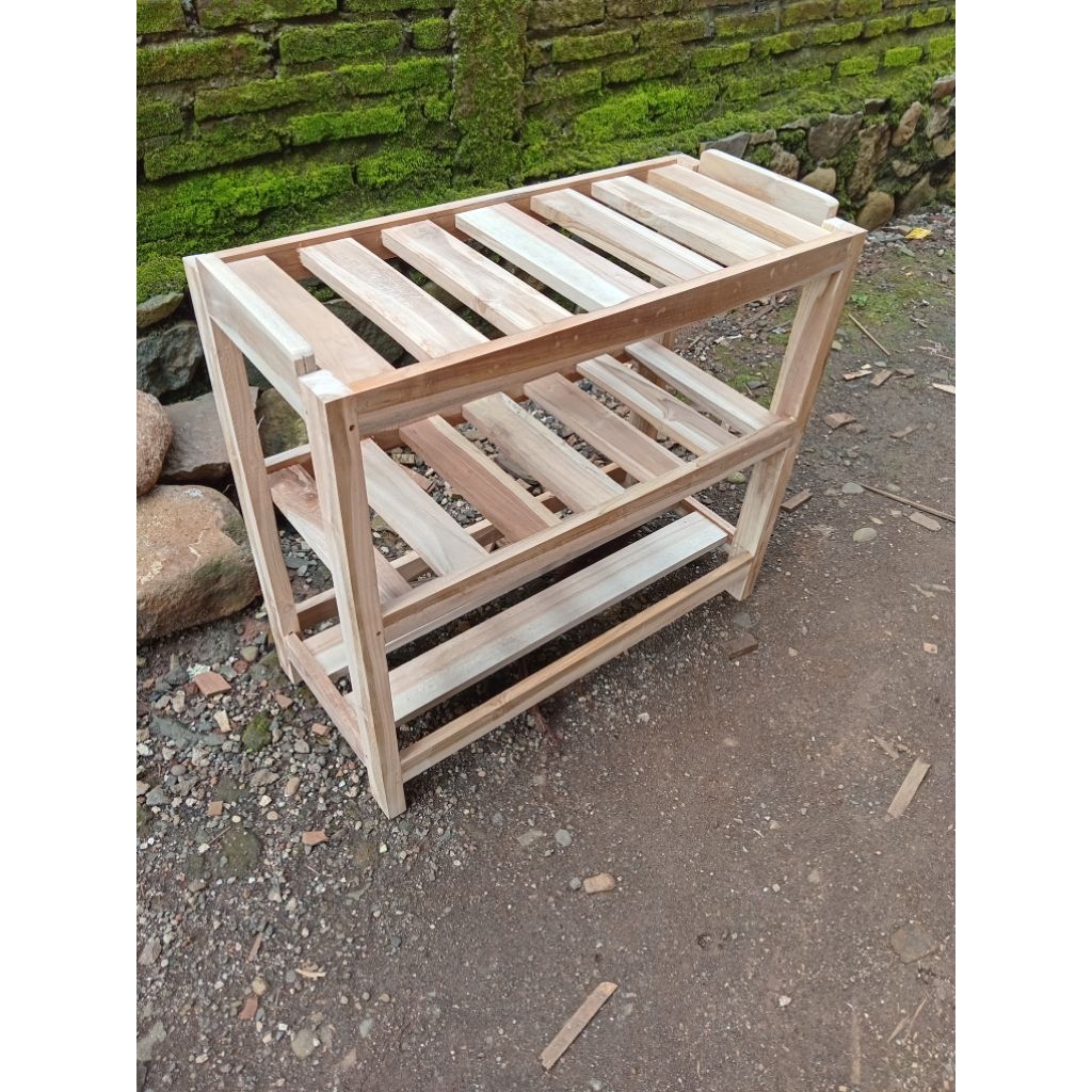 rak sepatu kayu jati, rak helm