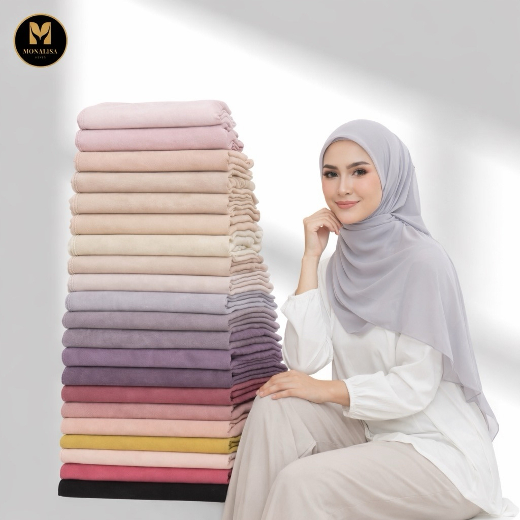 Hijab Segiempat Voal Exclusive Texla - Kerudug Segiempat Voal Texla - Tegak Dan Lembut