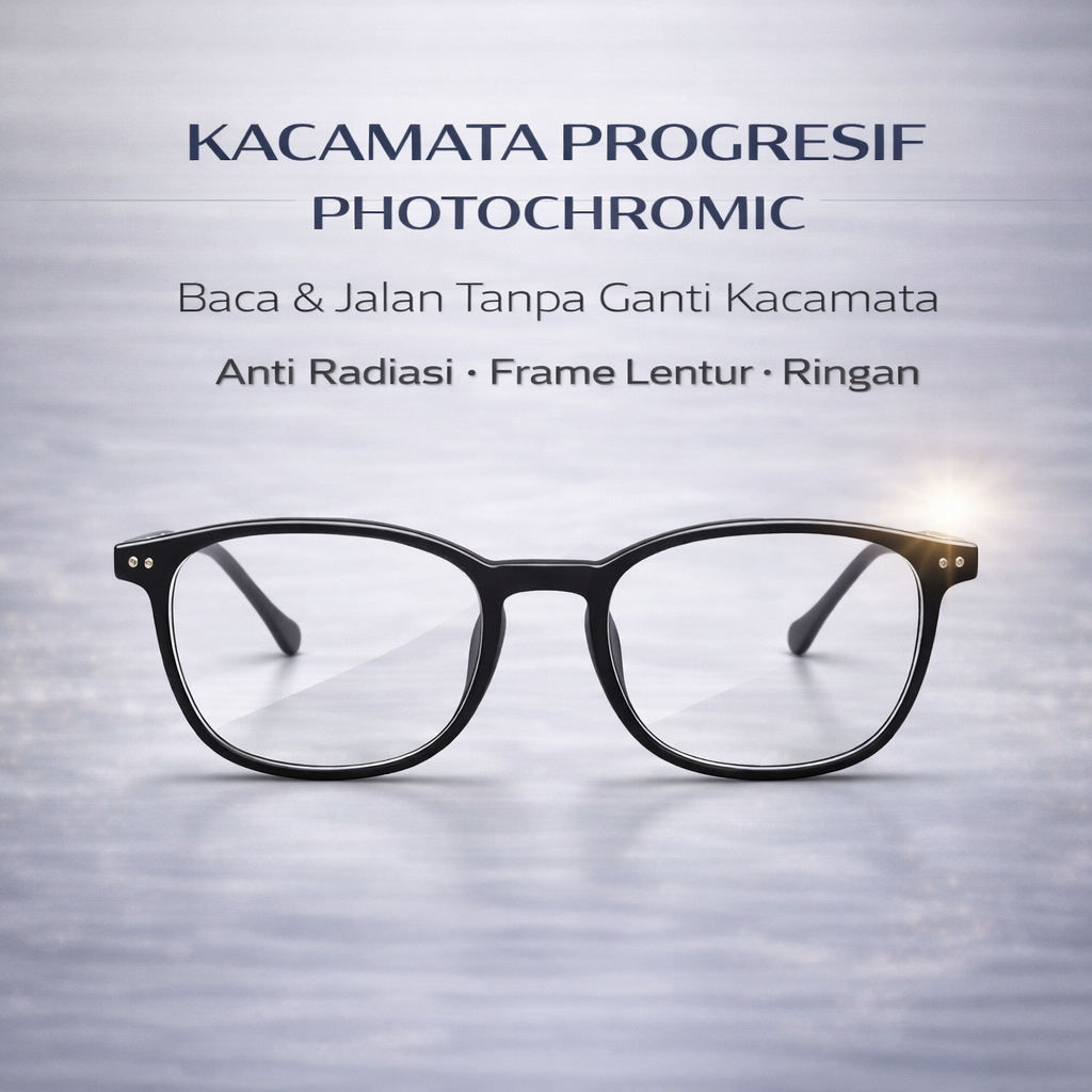 Kacamata Plus Progresif Antiradiasi Photocromic Baca Dan Jalan Frame Korea Lentur Kaca Mata +100+150