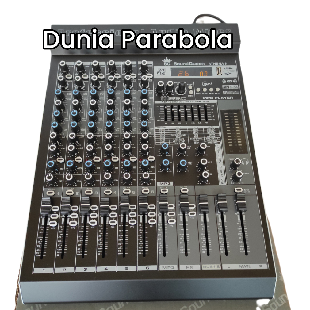 Mixer soundqueen 8 channel ATHENA 8 MIXER AUDIO 199 DSP USB BLUETOOTH