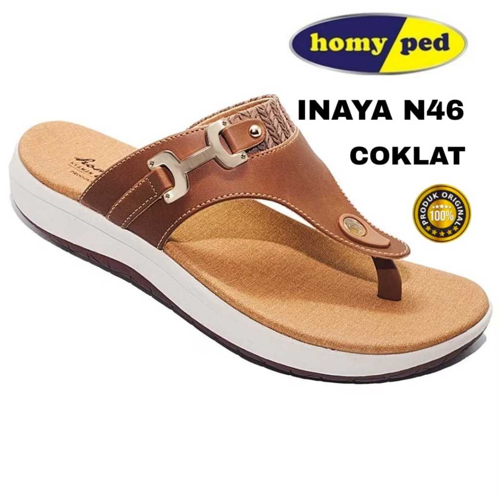 Homyped Sandal Jepit Selop Slide Casual Wanita Cewek Sendal INAYA N 46 Kulit Ukuran 37 - 40