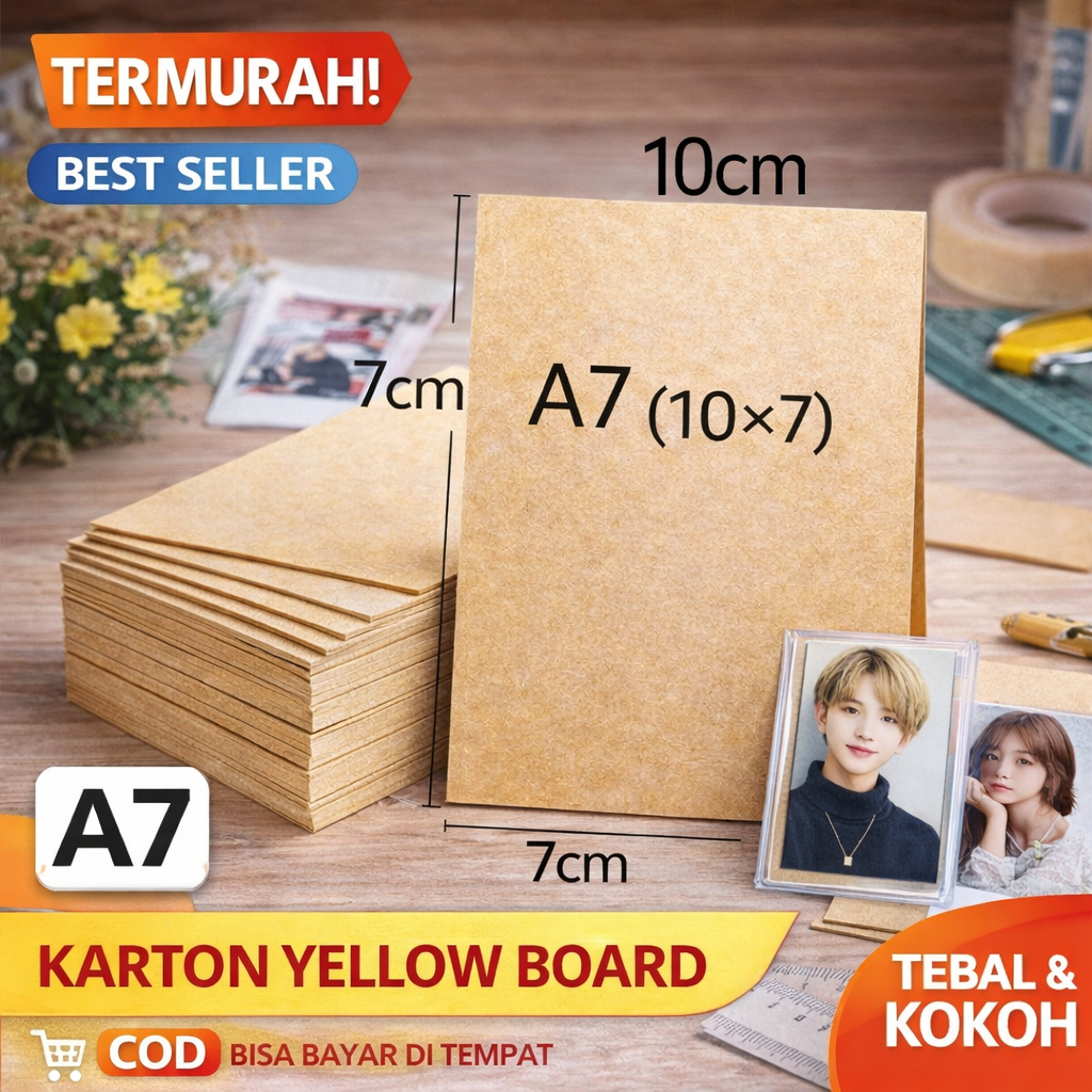 Karton board yellow board Karton Grey Board Tebal Ukuran A7 – Alas Photocard Kpop / Scrapbook