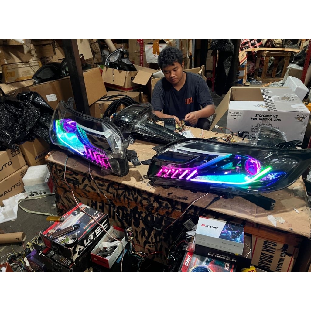 TERBARU HEADLAMP All new Pajero 2016-21 Full Slim frame Proji BILED PRO7 BEEBOT AES