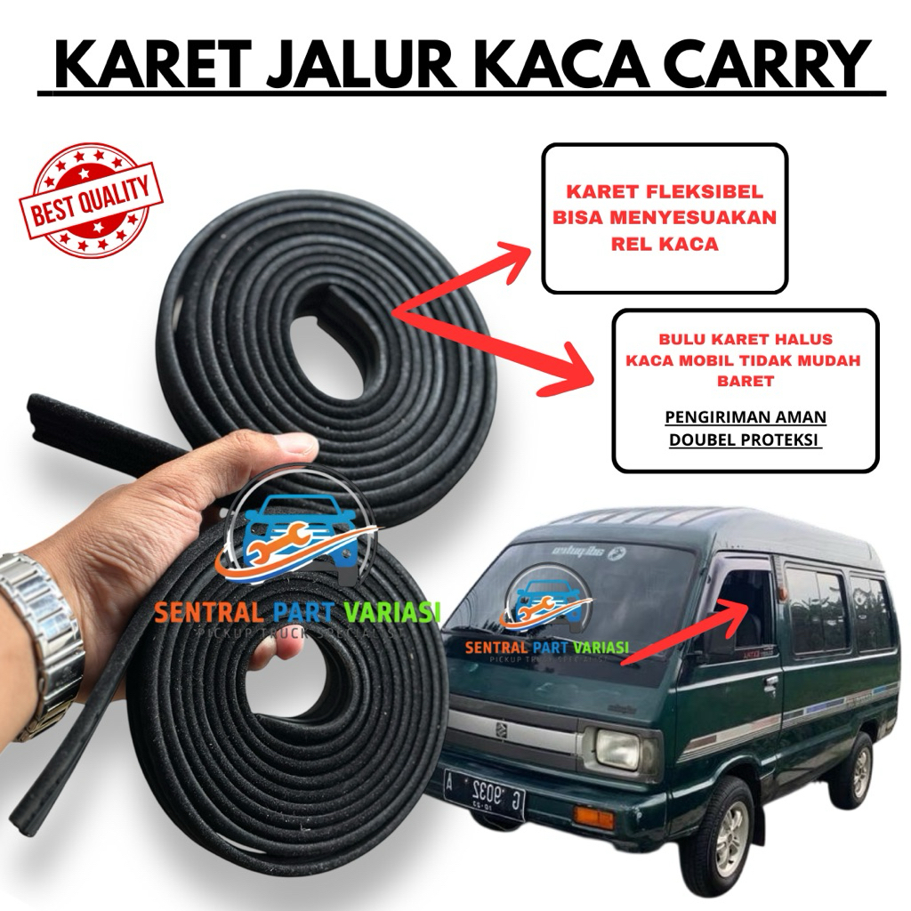 Karet Chanel Naik Turun Kaca Mobil Suzuki Carry / Karet Bludru Kaca Pintu Carry / Karet Rel Kaca Suz
