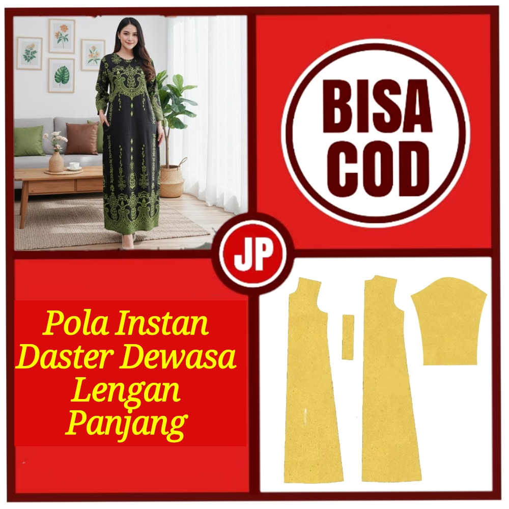 Pola Daster Dewasa Lengan Panjang/Pola Jahit/Pola Baju/Pola Daster Dewasa/