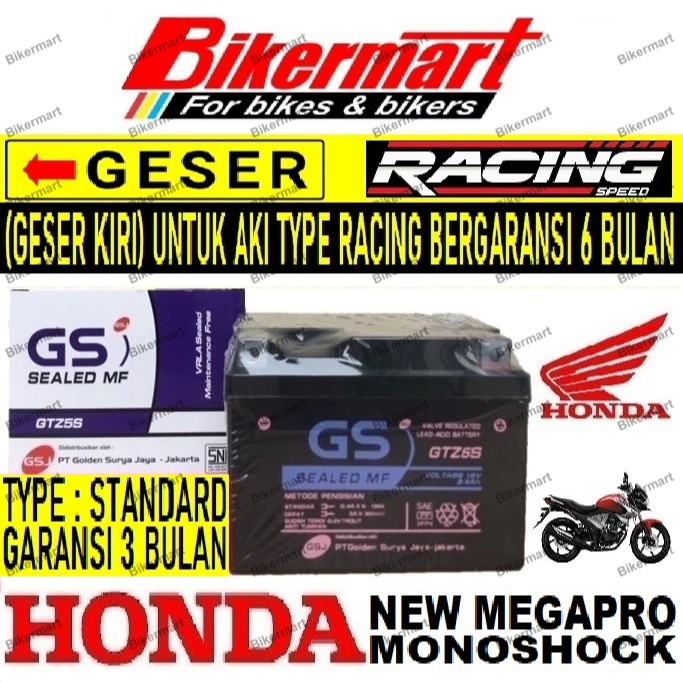 Aki Motor Honda New Megapro Monoshock GTZ5S Accu Kering MF