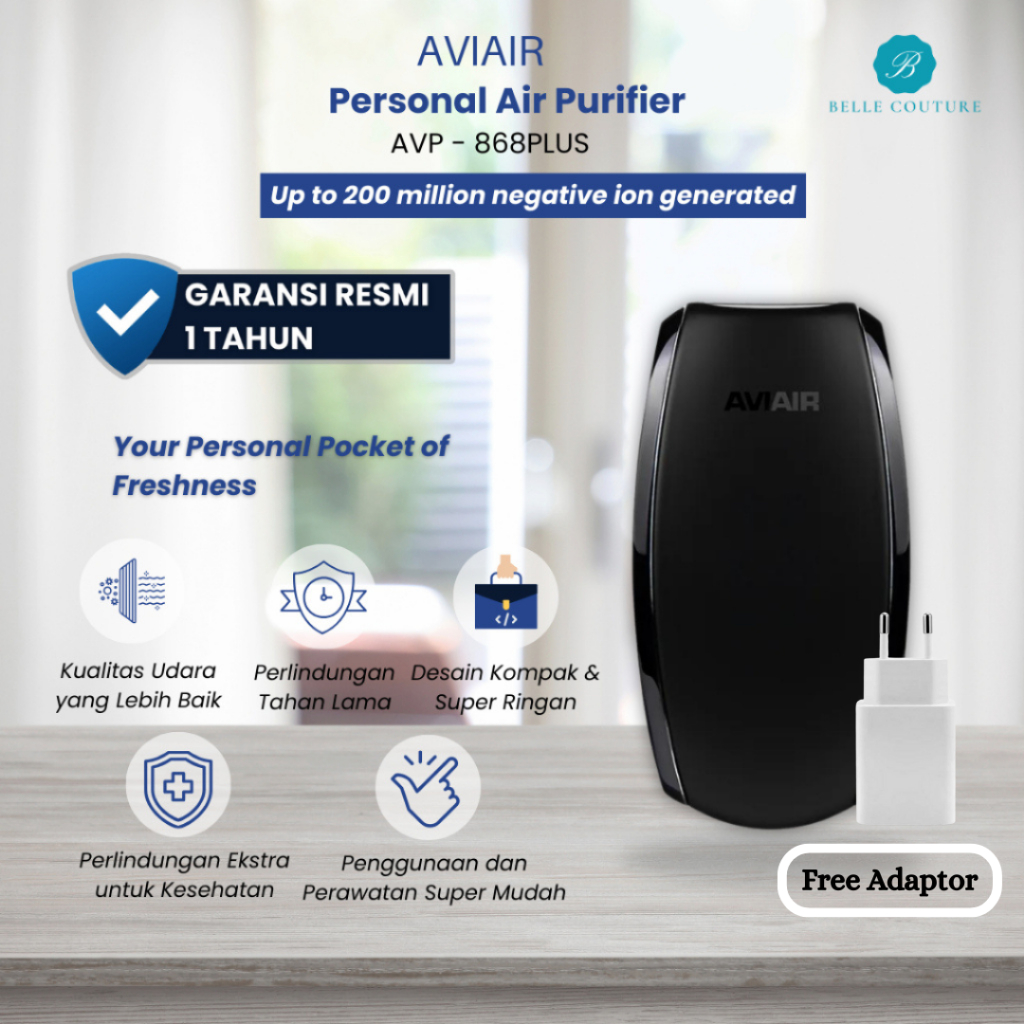 Travopur Aviair Black AVP 868 PLUS - 200 JUTA ION Air Purifier Portable