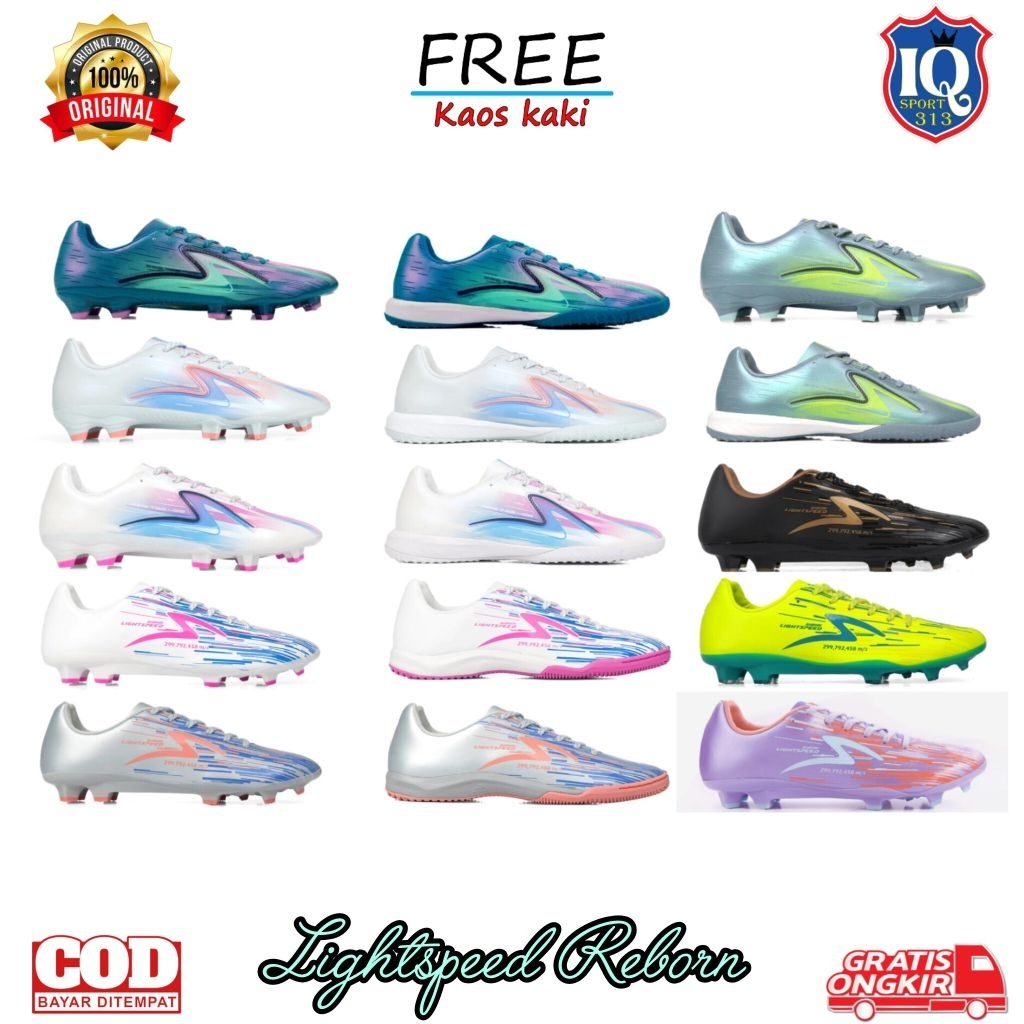 Sepatu Bola Specs Accelerator Lightspeed LS Reborn FG IN Black Gold Iluminate Pack White Pearlized M