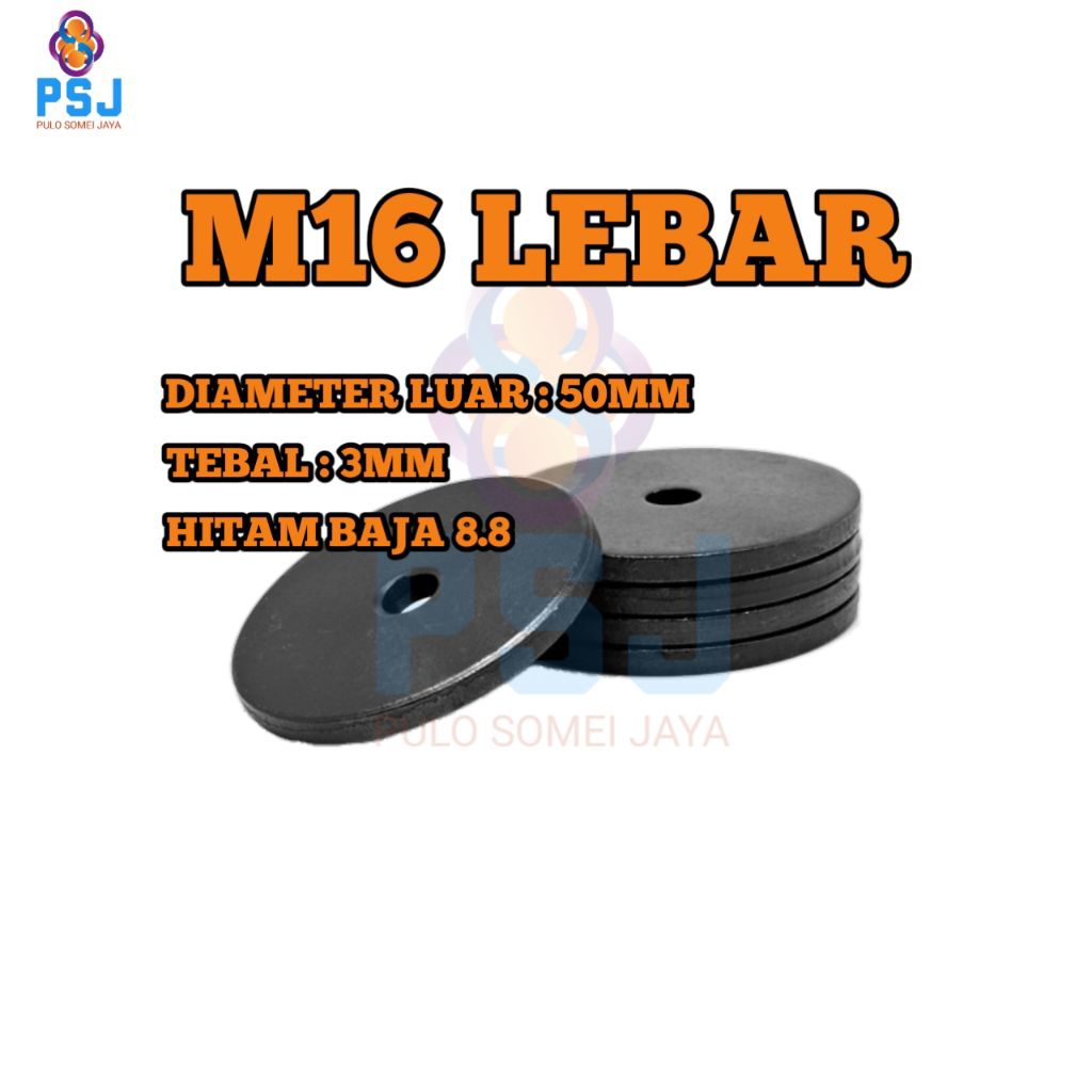 Ring Plat Baja M16 Lebar / Washer Plat Baja 8.8 16MM Tebal 3MM Lebar 50MM