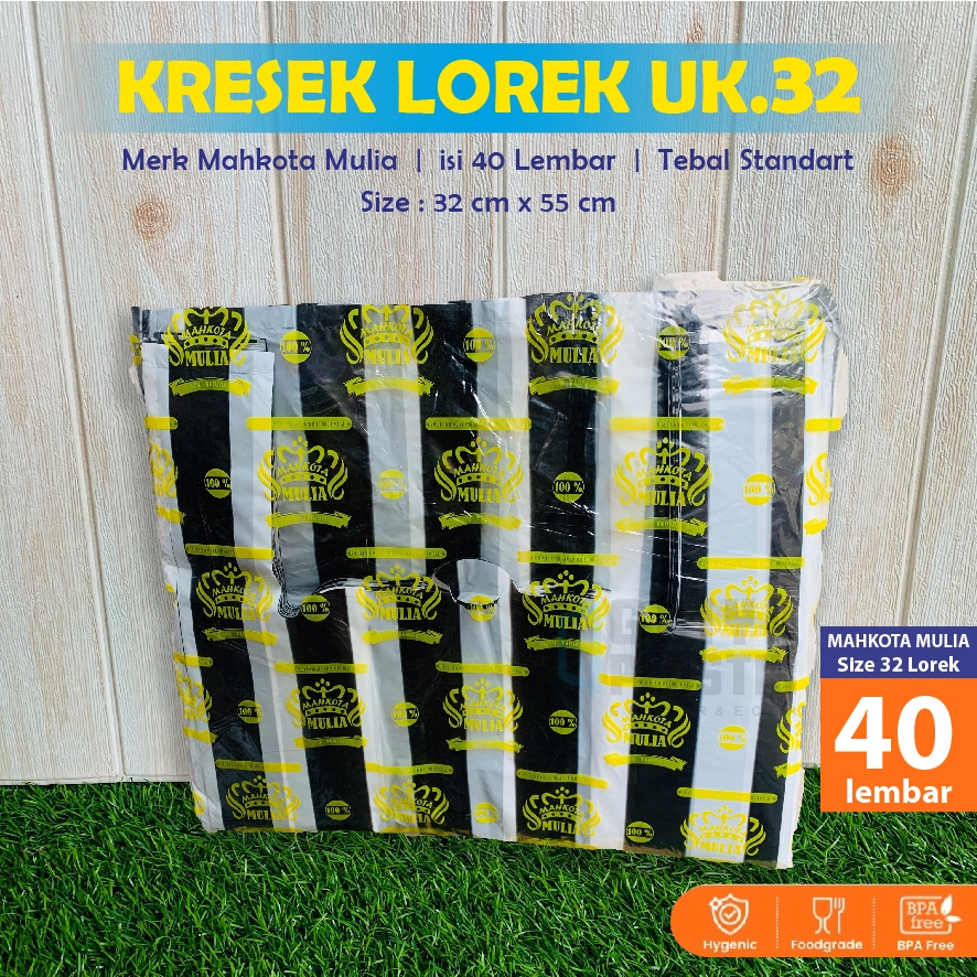 [40 lembar] Kresek Besar Poleng Ukuran 32 | Kresek Lorek Besar | Kresek Hitam Putih | Mahkota Lorek 