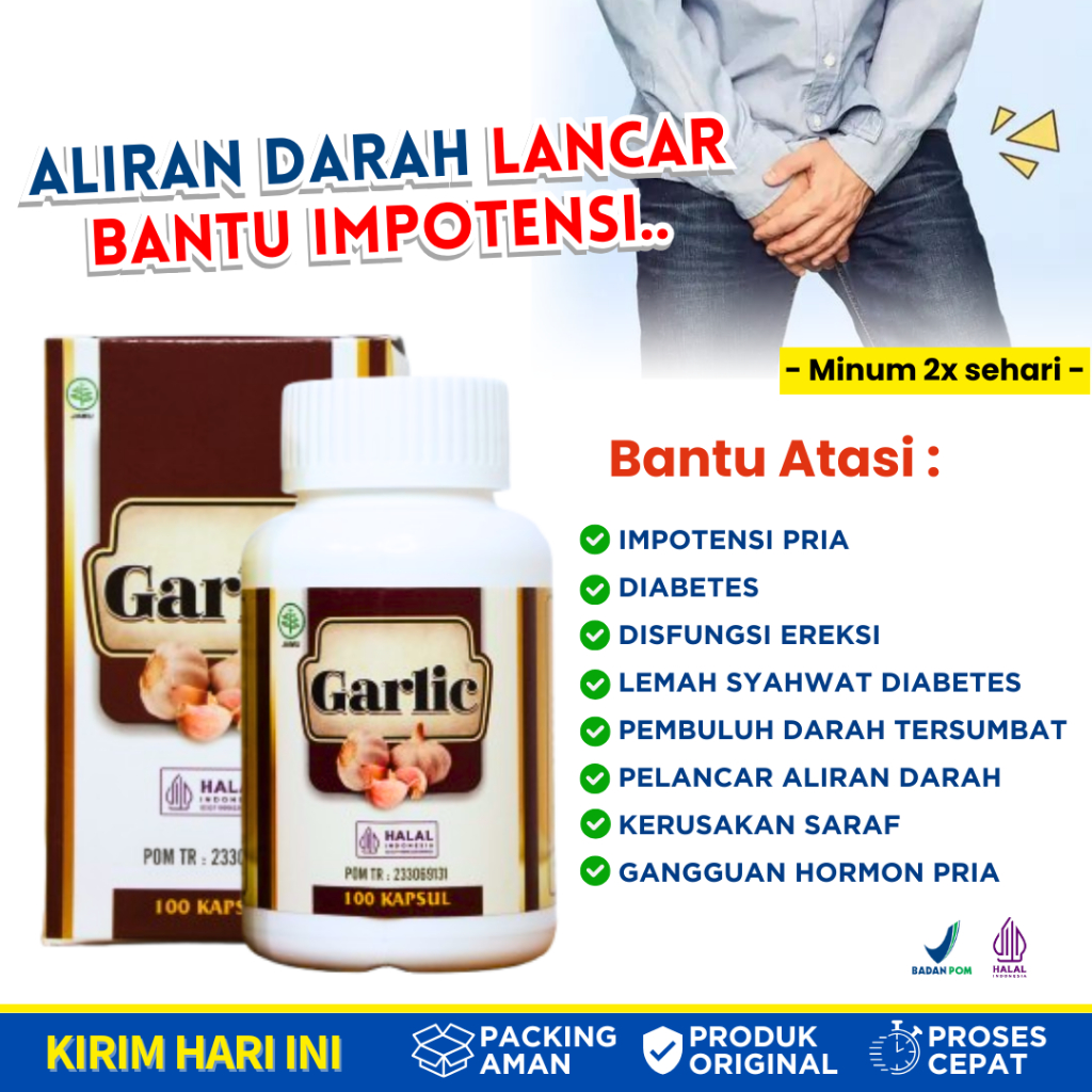 Obat Herbal Impotensi Pria Karena Diabetes Disfungsi Ereksi Lemah Syahwat Diabetes GARLIC Kapsul