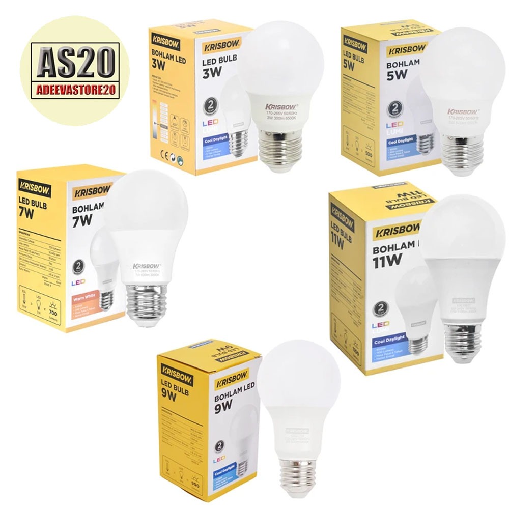 Krisbow Lampu Bohlam LED 3, 5, 7, 9, 11 WATT Original