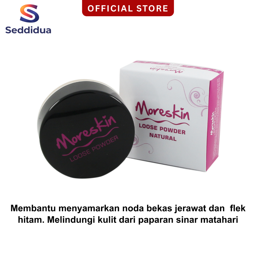 Moreskin Loose Powder Natural / Bright Nasa Original Bedak Tabur Penghilang Bekas Jerawat Penghilang
