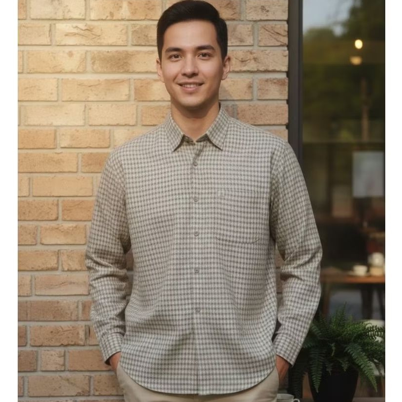 Kemeja Pria Watchout Size XL Lengan Panjang Motif Kotak | Kemeja Kerja Branded Stok Gudang