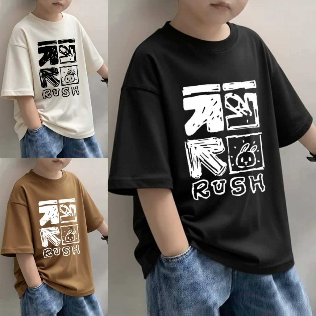 Kaos Fashion Oversize RUSH Anak Laki-Laki Usia 3-14 Tahun/Fashion Anak/Atasan Anak laki-laki/Pakaian