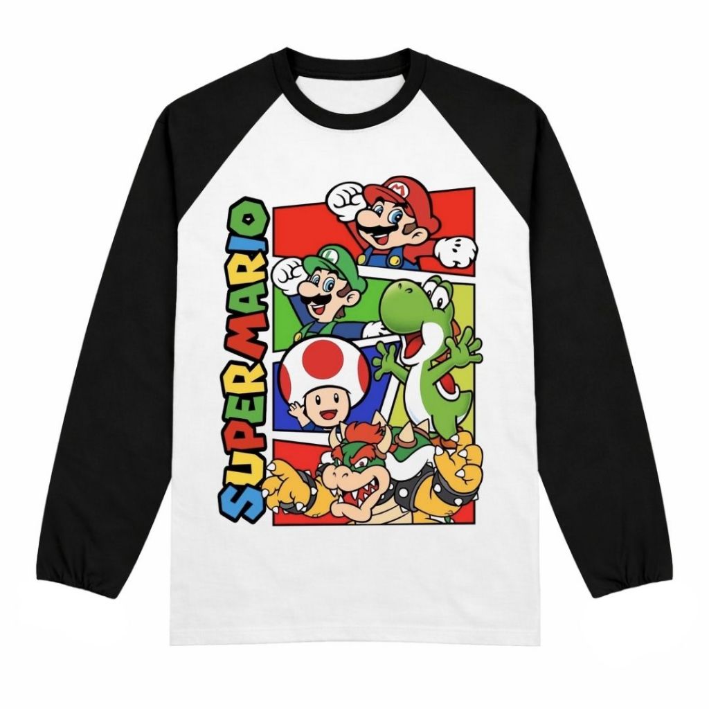 Psycho Crucify "Super Mario" Raglan Long Sleeve | Kaos Raglan Lengan Panjang | Kaos Pria Wanita | CO