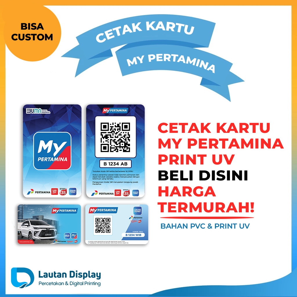 Cetak Kartuu Pertamina Custom - Kartuu BarcodeBBM MyPertamina Print PVC UV Premium Anti Air